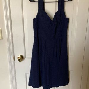 NWT Lilly Pulitzer Cyndi Navy Blue Lined Eyelet Dress Size 12